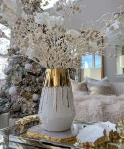 Inspire Me! Home Decor White Porcelain Vase Dipped Design (2 Colors)