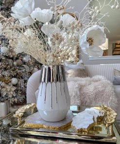 Inspire Me! Home Decor White Porcelain Vase Dipped Design (2 Colors)