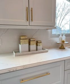 Inspire Me! Home Decor White Hammered Jar With Gold Border & Lid (3 Sizes)