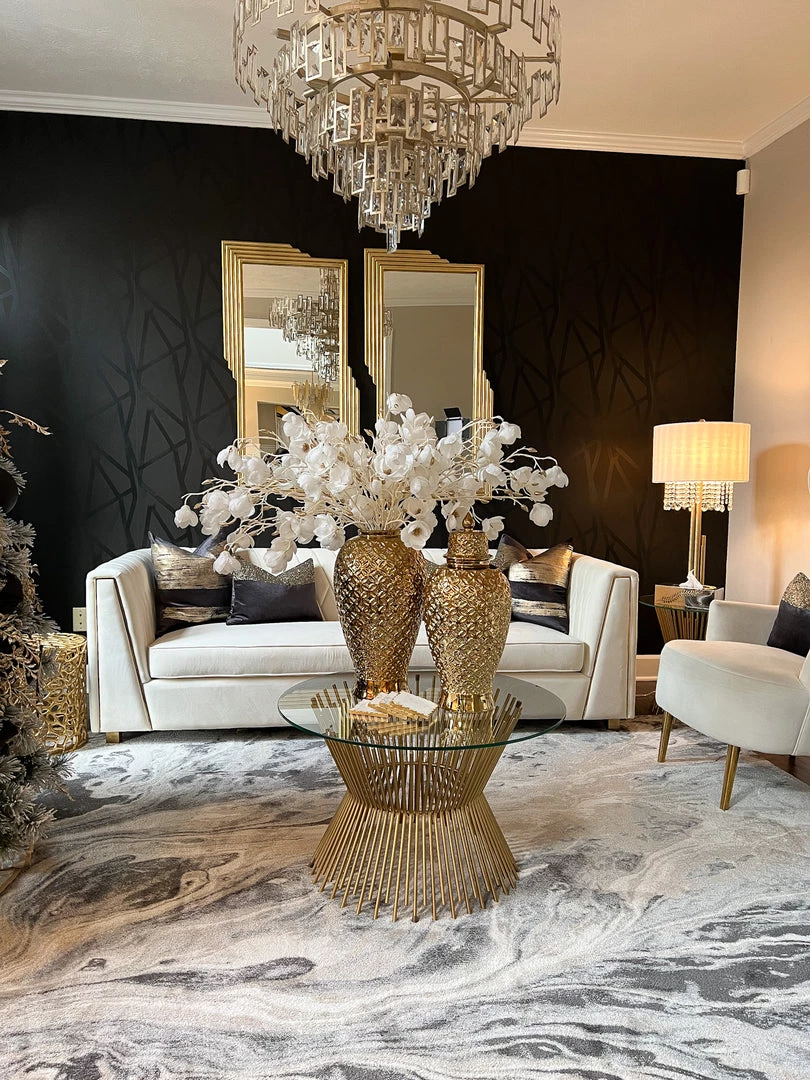 Inspire Me! Home Decor Gold Ginger Jar Lattice Design (2 Sizes)