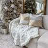 Inspire Me! Home Decor Ivory Chunky Knitted Throw Blanket