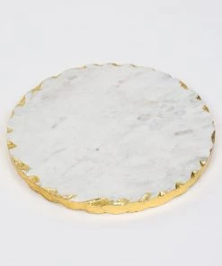 Inspire Me! Home Decor Round Marble Trivet With Gold Edge (2 Sizes)