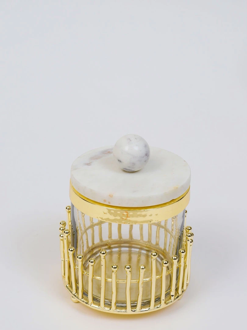 Inspire Me! Home Decor Glass Canisters With Gold Linear Details (3 Sizes)