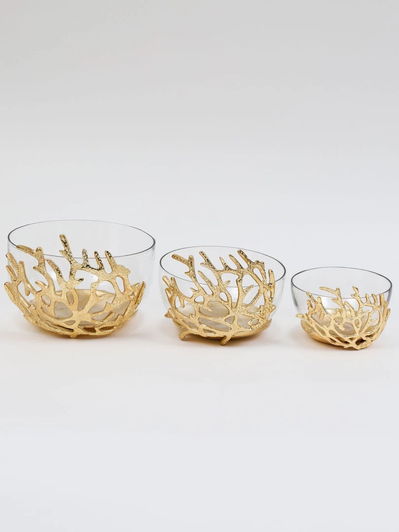 Inspire Me! Home Decor Bowls With Gold Textured Design (3 Sizes)