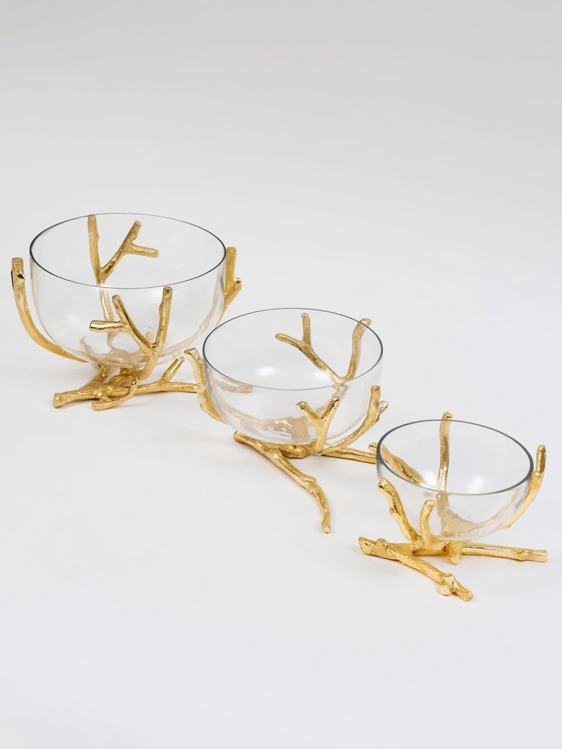 Inspire Me! Home Decor Bowls With Gold Branch Design (3 Sizes)