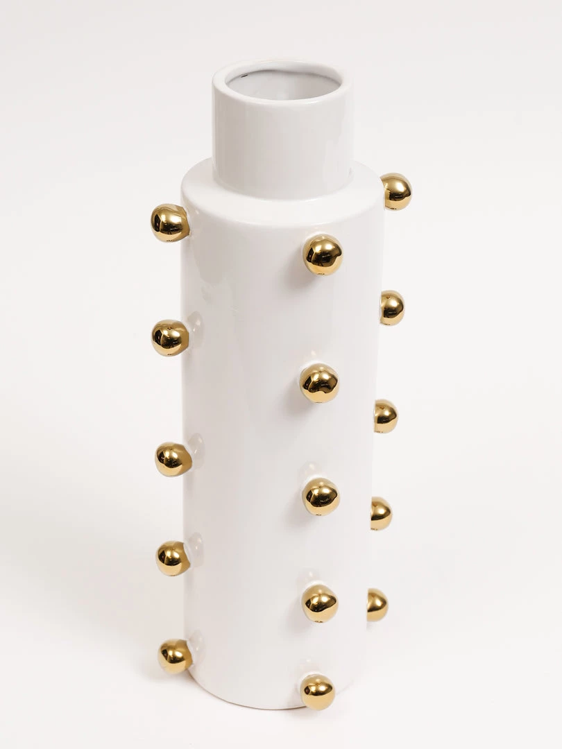 Inspire Me! Home Decor White Ceramic Studded Vase (3 Sizes)