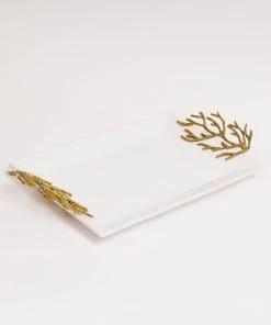 Inspire Me! Home Decor White Ceramic Tray With Gold Textured Design Handles " From Pops Of Color Home Collection"