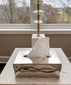 Inspire Me! Home Decor Metal Leaf Design Tissue Box Cover (2 Colors)