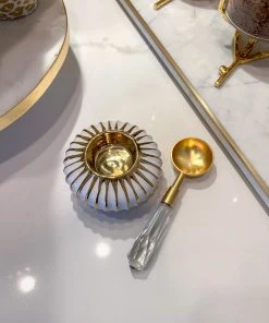 Inspire Me! Home Decor Gold & White Round Detailed Spoon Rest/Tea Light Holder