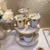 Inspire Me! Home Decor Marble Two Tier Cake Stand With Gold Detail