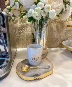 Inspire Me! Home Decor White Mug With Gold Handle (2 Styles)