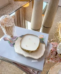 Inspire Me! Home Decor Marble Black And White Trivet With Gold Inlay