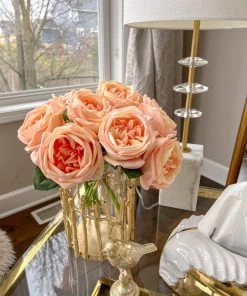 Inspire Me! Home Decor 11.5" Peach Real Touch Garden Rose Bundle