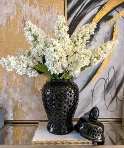 Inspire Me! Home Decor 24" Black Pierced Ginger Jar