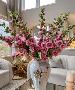 Inspire Me! Home Decor Floral Stems Hollyhock Stem (3 Colors)