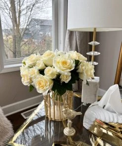 Inspire Me! Home Decor 10" White Real Touch Rose Bundle