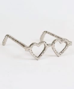 Inspire Me! Home Decor Silver Heart Eyes Glasses Decorative Sculpture
