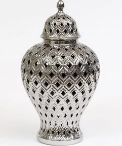 Inspire Me! Home Decor Large Silver Bulbed Ginger Jar