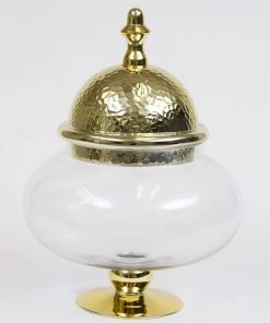 Inspire Me! Home Decor Oversized Round Apothecary Jar W/ Gold Hammered Lid