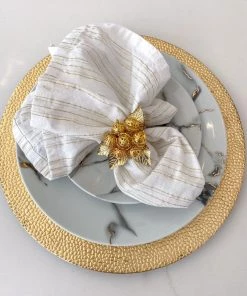 Inspire Me! Home Decor Gold Orb And Leaf Napkin Rings (Set Of 4)