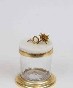 Inspire Me! Home Decor Gold Or Silver Canisters With Floral Lotus Lid (2 Colors)