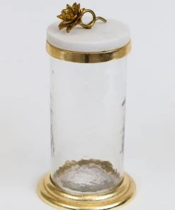 Inspire Me! Home Decor Gold Or Silver Canisters With Floral Lotus Lid (2 Colors)