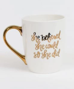 Inspire Me! Home Decor Gold "She Believed She Could So She Did" Mug