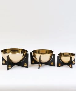 Inspire Me! Home Decor Gold Metal Bowl With Black Base (3 Sizes)
