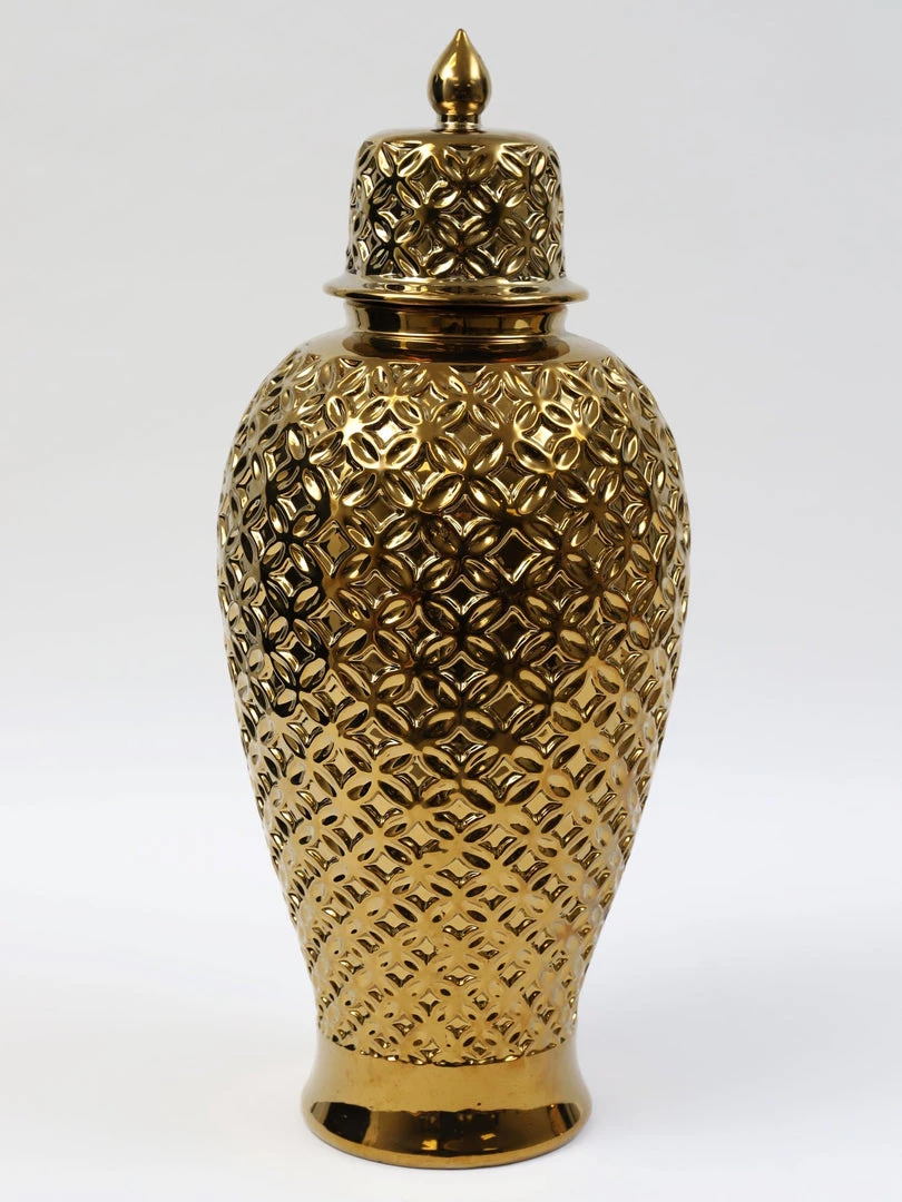 Inspire Me! Home Decor Gold Ginger Jar Lattice Design (2 Sizes)