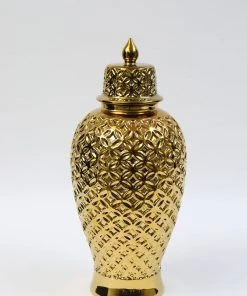 Inspire Me! Home Decor Gold Ginger Jar Lattice Design (2 Sizes)