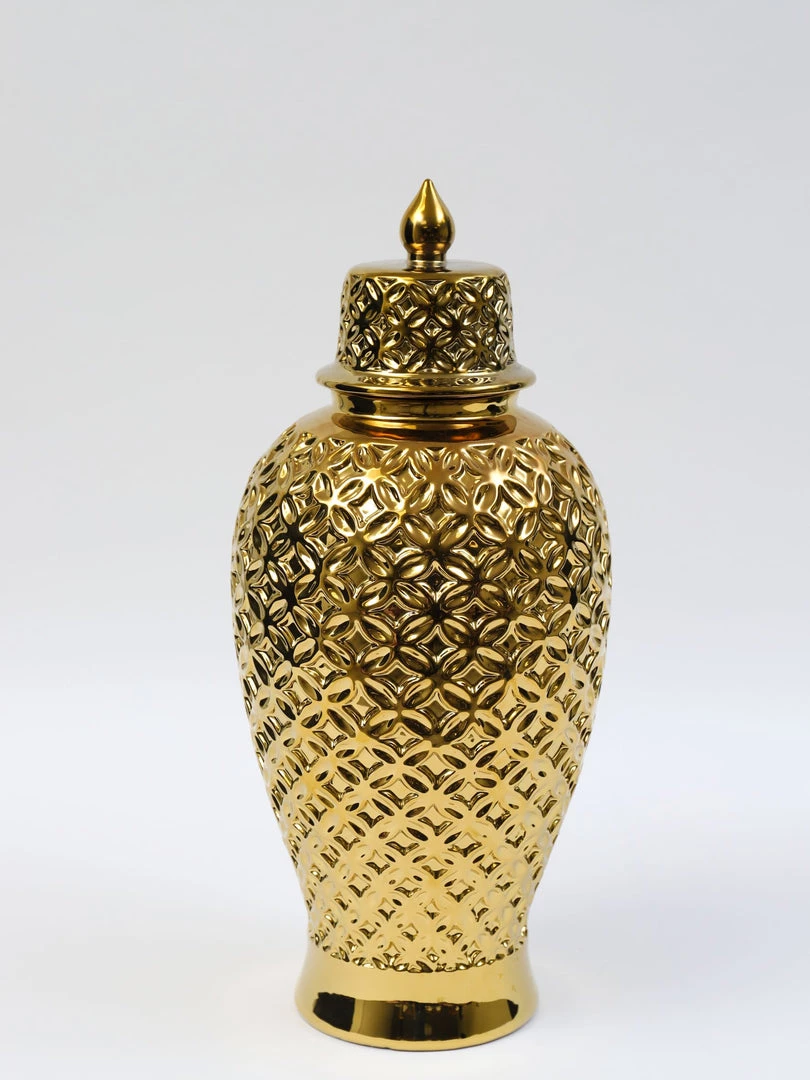 Inspire Me! Home Decor Gold Ginger Jar Lattice Design (2 Sizes)
