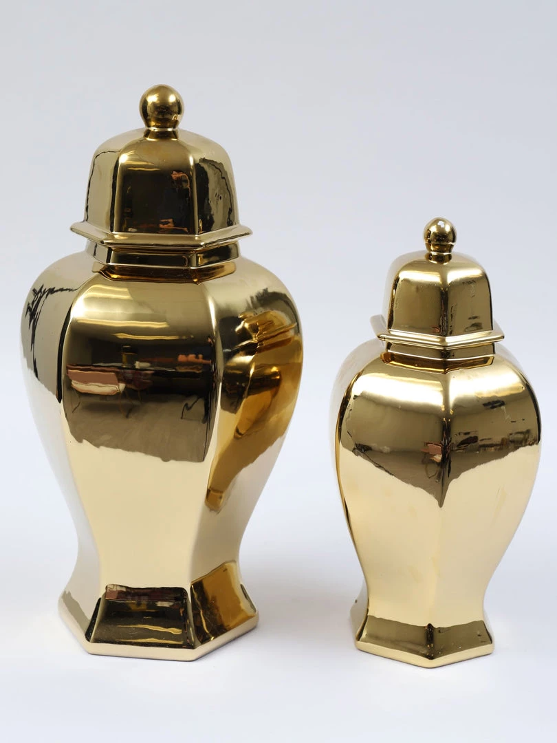Inspire Me! Home Decor Gold Hexagon Ginger Jar (2 Sizes)
