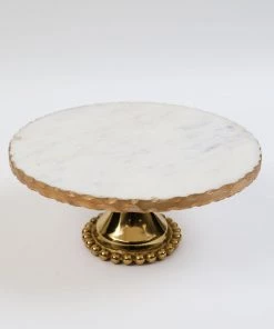 Inspire Me! Home Decor Gold Marble Cake Stand (2 Sizes)