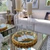 Inspire Me! Home Decor Glass Candle Holder With Gold Metal Floral Details (2 Sizes)