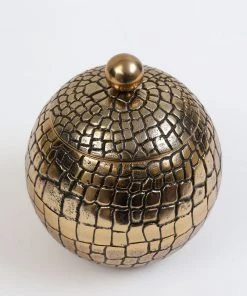 Inspire Me! Home Decor Round Gold Jar With Crocodile Print Pattern (2 Sizes)