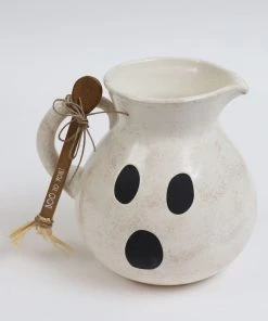 Inspire Me! Home Decor Ghost Ceramic Pitcher With Broom Spoon