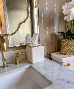 Inspire Me! Home Decor White Beaded Square Tissue Box Cover (2 Colors)