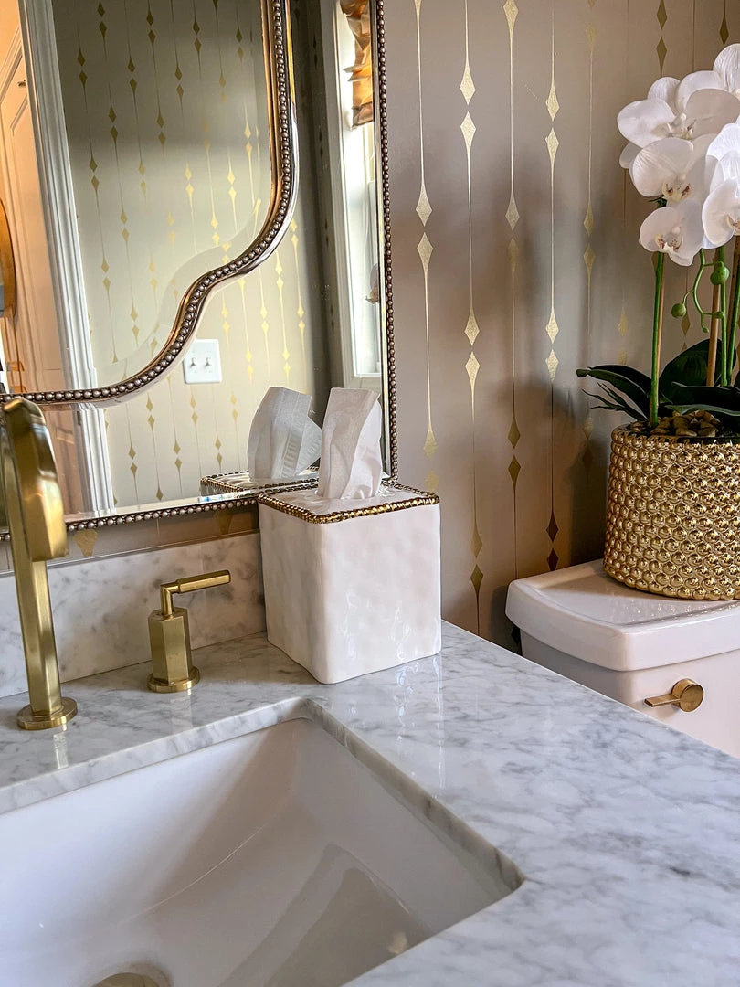 Inspire Me! Home Decor White Beaded Square Tissue Box Cover (2 Colors)