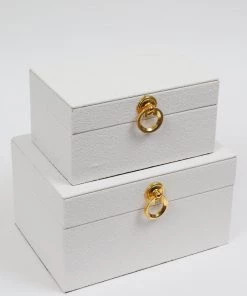 Inspire Me! Home Decor Set Of 2 Faux Leather Boxes W/ Gold Accent (2 Colors)