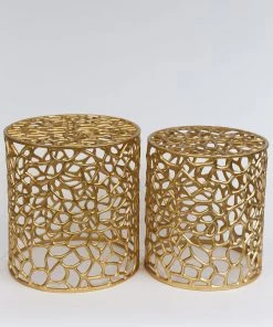 Inspire Me! Home Decor Openwork Coral Gold Sidetables (Set Of 2)