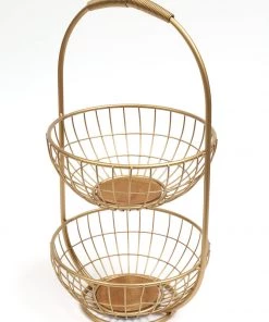 Inspire Me! Home Decor Gold Metal Two Tier Storage Basket