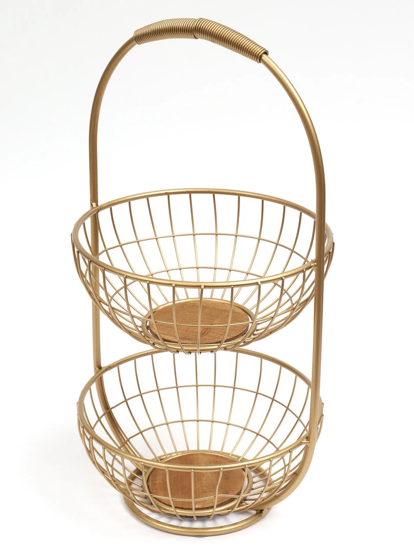 Inspire Me! Home Decor Gold Metal Two Tier Storage Basket