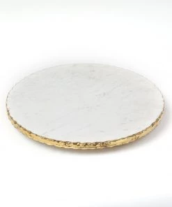 Inspire Me! Home Decor Large Marble Lazy Susan With Gold Edge