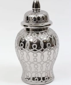 Inspire Me! Home Decor Mini Silver Patterned Ginger Jar