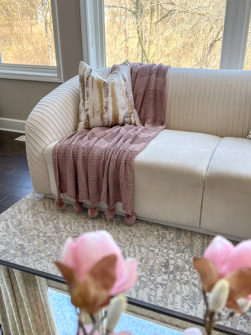 Inspire Me! Home Decor Knit Pom Pom Throw (2 Colors)