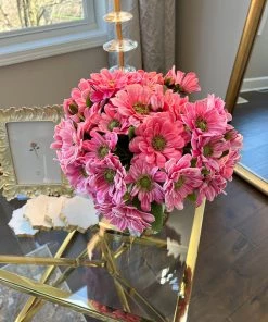 Inspire Me! Home Decor Floral Stems 11" Real Touch Pink Zinnia Bundle (2 Colors)