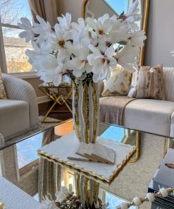 Inspire Me! Home Decor Gold & White Striped Vase (2 Sizes)