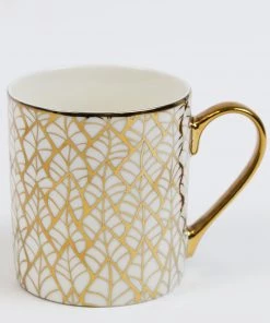 Inspire Me! Home Decor 14 Oz. Detailed Abstract Gold Pattern Print Mugs (6 Designs)