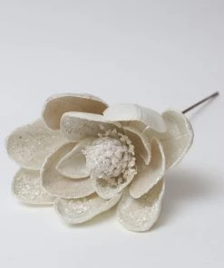 Inspire Me! Home Decor Floral Stems Large White Beaded Magnolia Stem