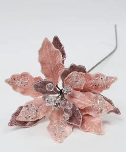Inspire Me! Home Decor Floral Stems Light Pink & Mauve Poinsettia Stem